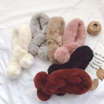 2018 Winter new Korean version of male and female hair foldball ball circumference neck children warm and cute crossed plush suede scarves