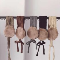 2018 Winter New Korean version of male and female wool wool line Twist Neck Scarves for childrens woolen suede warm and protective ear hood damp