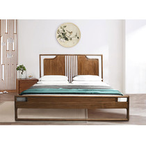 Solid wood bed Chinese style modern minimalist economy bed frame Master Bedroom 1 5 meters large bed 1 8 meters master bedroom wooden double bed