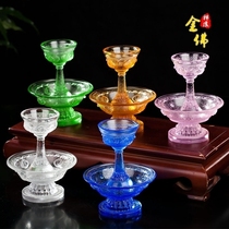 Special offer Buddhist supplies Ancient glass guardian cup for cup practice dharma instrument Eight auspicious colorful multi-color ornaments