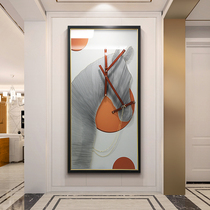 The porch decorative painting light luxury corridor mural three-dimensional physical painting the door is facing the wall painting villa stairwell hanging horse