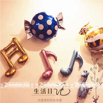 Baby Birthday Placement Full Moon 100 Days Decorations Children Birthday Party Concert Notes Aluminum Film Balloons