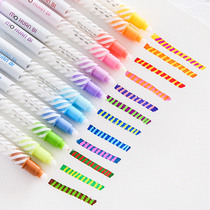 12-Color Magic highlighter color student key marker pen double-line pen will change color highlighter marker pen