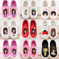 Girls canvas shoes 2021 spring new childrens shoes childrens white shoes girls pedal indoor cloth shoes children