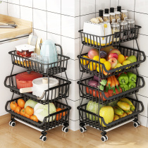 Kitchen black vegetable basket storage rack floor storage rack for fruits and vegetables multi-layer storage basket multifunctional household