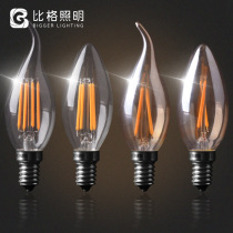 Edison led candle bulb Retro Chandelier E14 small screw mouth neutral light 4000k imitation tungsten wire restaurant wall lamp