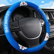  Car steering wheel cover winter short plush lady handle cover fabric universal Korean cute non-slip warm cartoon