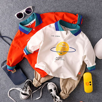 Children long sleeves Flap Polo Shirt Autumn Clothing New Pint Boy Planet Printed Undershirt Baby Casual Compassionate Blouse