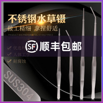 Water grass scissors super long stainless steel wave scissors fish tank planting pruning clip set grass cylinder tool Tweezers scraping algae knife