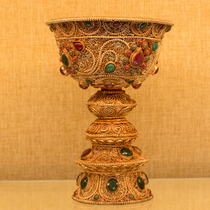 Nepal cloisonne Silk Pure copper ghee lamp holder long bright light holder for Buddha household front candle holder large