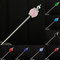 Retro Peach Blossom and Chalcedony Japanese God Stick Classical Hairpin Childrens Style Day Send Female Gifts