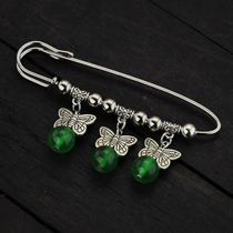 womens vintage ethnic style jade marrow seedlings silver butterfly pin pin sweater coat scarf shawl literary accessories