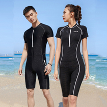 2021 new lovers swimsuit one-piece short sleeves 50% trouser sports training beach swimsuit sunscreen speed dry specialties