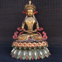 Antique Collection boutique pure copper brass painted four-arm White Mother Buddha statue home ornaments bronze statues can be enshrined