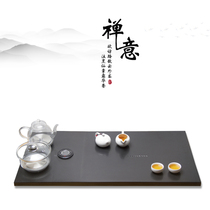 Natural black gold stone tea tray Induction cooker automatic all-in-one set Household polished surface simple tea table bottom water