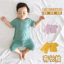 Baby suit Xia Chunqiu Ji Thin Air Conditioning Suit High Waist And Belly sleeping underpyjamas Modale Mens baby girls split
