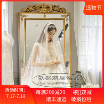 European and American luxury carved decorative mirror Bathroom mirror Neoclassical foyer Living room wall mirror Wall carved entrance mirror