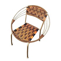 Rattan chair Bamboo chair Plastic woven balcony table and chair Household summer cool chair Leisure furniture Simple backrest chair Wrought iron