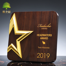 Metal Pentagram Solid Wood Quality Medal Customized Muto Honorary License Plate as a dealer Excellent Employee Annual Meeting