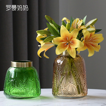 Roman mom Nordic modern glass vase transparent flower arrangement creative small number transparent minimalist living-room desktop furnishing