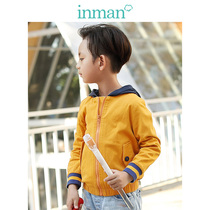 Yinman 2020 Autumn and Winter new trendy childrens clothing boy Foreign color color hooded jacket zipper Korean version of the middle and big childrens coat