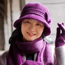 Grandma winter thickened warm rabbit wool knitted wool hat old man hat children autumn and winter elderly mother scarf