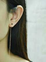 Color gold 18K rose gold earrings earrings black paint flower grass ear wire tassel earrings long AU750