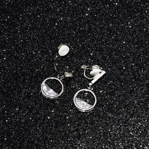 Temperament simple 925 silver needle asymmetric shiny zirconium geometry earless padded ear clip no hole earrings jewelry women tide