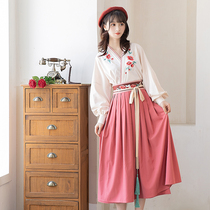 Pool Shaanzhi Ruosuu: Song-made Tucker at the time of the Freaking Song-made Collar Short Shirtred Dress Original Improved Hanfu Women Autumn Winter
