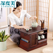 Day-style solid wood tatami tea table floating window table simple imitation antique small tea table Chinese style kang table country school table tea water cabinet