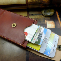 Three-layer multi-function put two mobile phone leather sleeves pockets and leather belts 7003