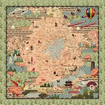 VIESCA summer vacation travel Hangzhou map silk scarf ten views of West Lake illustration polyester square towel classmate gift