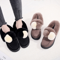 Wanhe Tai Mao shoes women winter wear pregnant women Bean shoes women 2020 New thick soled Joker Korean version of velvet cotton shoes