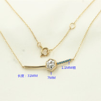 14K585 pure gold zircons stone blue zircon diamond neck chain necklace finished chain chain cable chain