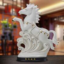 High-grade ceramic horse ornaments Zhaocai Feng Shui 12 12 Zodiac crafts living room porch porcelain furnishings home furnishings