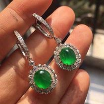 Jewelry original design 925 silver inlay Brazilian green chalcedony earrings comparable to Jade luxury dinner earrings earrings