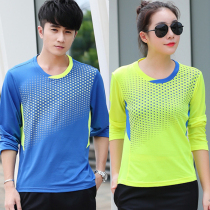 New autumn and winter badminton long-sleeved top round neck sports air volleyball table tennis tennis men and women training quick-drying clothes
