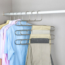 2 Clothing Plus Coarse Stainless Steel Pants Rack Multilayer S Type Trouser Rack Multifunction Hung Pants Hanger Anti Rust Wardrobe Pants Hang