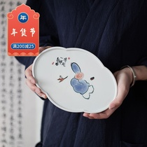 Jingdezhen Academy School hand-painted pot Cheng Zen freehand painting small monk pot dry bubble plate dry bubble table small tea plate