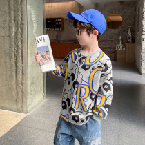 Boys autumn long sleeve T-shirt 2021 new childrens base shirt autumn jacket casual print Korean version of foreign gas