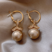 High-end sense of large pearl earrings temperament earrings net red 2021 new trendy earrings womens fashion retro earrings French