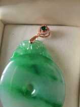 Huaigu jadeite pendant gold silk green ice seed A goods under the flat ring has A double dragon typical first-line Green.