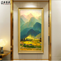 Shenzhen oil painting Dafen Village hand-painted landscape living room wall decoration painting porch vertical version European hanging painting