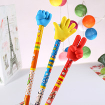 Pupil pencil with eraser head children cute cartoon kindergarten hb pencil creative stationery learning supplies