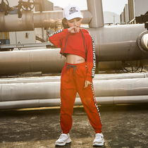 Girls hip-hop suits Korean version of the new dance suits girls exposed navel costumes childrens hiphop costumes tide clothes