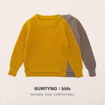 Spring and autumn Childrens clothes Childrens pure cotton sweater boy boy covered head round neckline cardio-hoodie