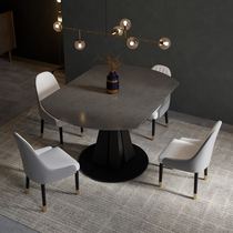 Italian rock board modern simple retractable round table light luxury folding table household small apartment double table