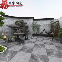 Modern Chinese outdoor floor tile courtyard gray cement brick 600x600 garden yard non-slip wear-resistant floor tile