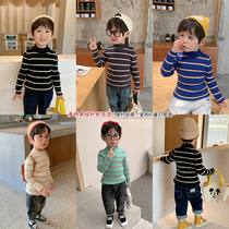 Germination of children high collar sweater with children Coloured striped knit cardiovert boy girls autumn winter dress undershirt new