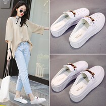 Hong Kong Summer New Baotou Net Red Half Slippers Women's Thick Bottom Lazy Fashion Joker Wear Sandals and Slippers